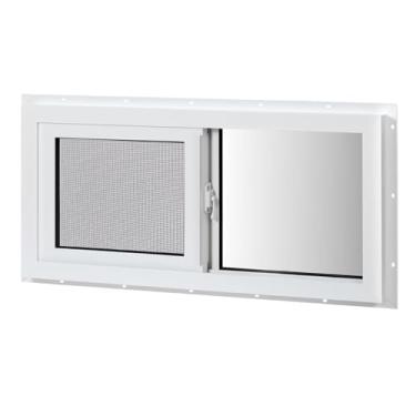 Imagem de COLORPAPA Janela de porão de vinil, janela deslizante para destros de 81 cm x 35 cm com vidro temperado isolado de painel duplo e tela de malha de fibra de vidro para porão, banheiro, casa, trailer