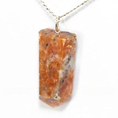 Imagem de Colar Pontinha Calcita Laranja 45mm Presilha e Pino Prata 950