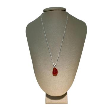 Imagem de Colar Cadeado Prata 925 Cornalina Polida - P. Vecchio Joias