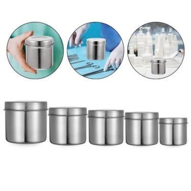 Imagem de Kit 5 Pote Inox Porta Gaze Algodão Cotonetes Odonto Manicure - Arte Se