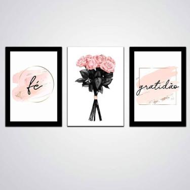 Imagem de Kit Quadros Decorativos Fé Gratidão 20X30Cm