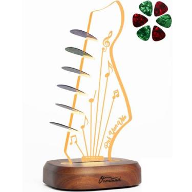 Imagem de Suporte de palhetas de guitarra Light Up com 6 palhetas de madeira de 