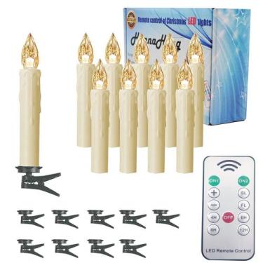 Imagem de Lâmpada HANNAHONG LED Flameless Taper Candles 10 unidades de branco qu