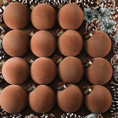 Imagem de Bolas de Natal de veludo marrom Liliful, 15 peças, enfeites de 8 cm