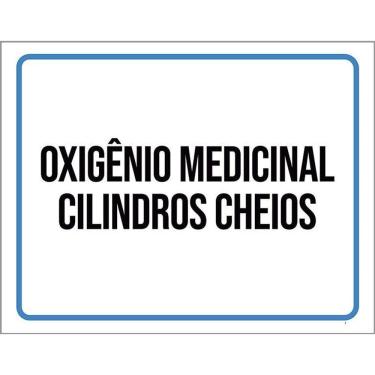 Imagem de Placa Sinalização Oxigênio Medicinal Cilindros Cheios 36X46