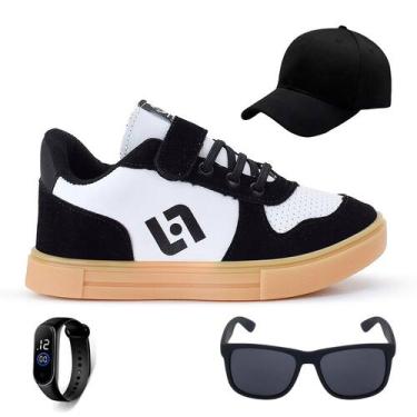 Imagem de Kit Tenis Infantil Street Light Bone Oculos e Relogio Casual Meninos, 