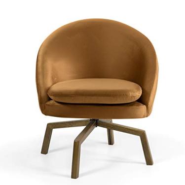 Imagem de Poltrona Rafa veludo laranja giratória castanho