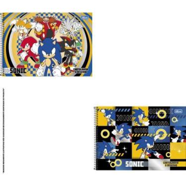Imagem de Caderno Desenho Universitário Capa Dura Sonic 80 Folhas Pacote com 04 