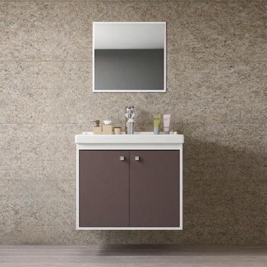 Imagem de Kit Armário para Banheiro 50cm MDF com Cuba e Espelheira BERGAMO - Riv