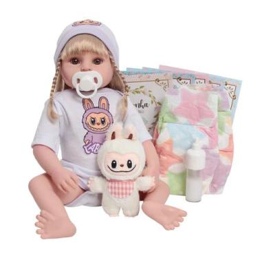 Imagem de Boneca Reborn Bebê Loira Recém Nascida 100% Silicone Itens - Cegonha R