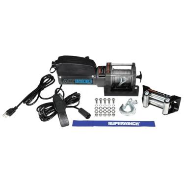 Imagem de Superwinch 1715001 AC 1500 Guincho 1500 lb(680 kg) Tração de linha única com rolo Fairlead 0,381.0 cm x 35' Cabo de aço com fio remoto portátil