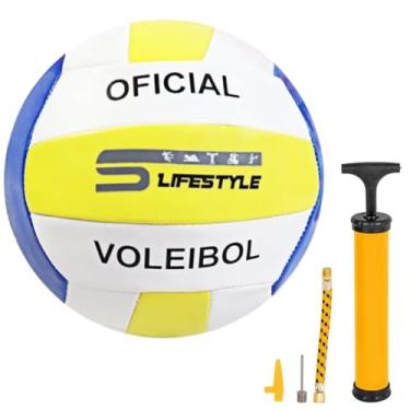 Imagem de Bola de Vôlei para Quadra e Praia com Bomba de Ar – Tamanho Oficial – Ideal para Treino, Jogo e Recreação