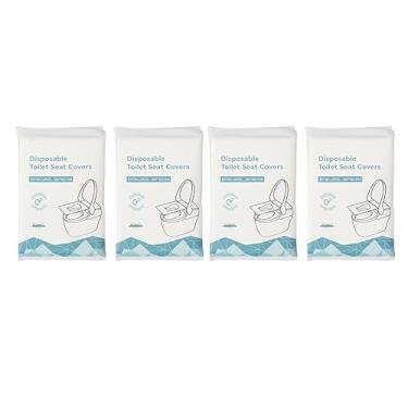 Imagem de Capa descartável para assento de vaso sanitário, forros laváveis, protetores universais, acessórios essenciais para viagem para banheiros públicos, 40 peças de polpa de madeira