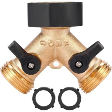 Imagem de Divisor de mangueira de jardim resistente de 2 vias, conector Y, adaptador de mangueira de jardim, divisor de mangueira com 2 arruelas de borracha extra