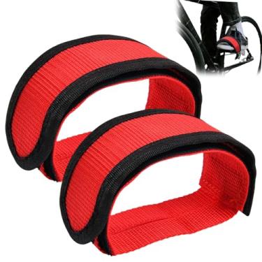 Imagem de 1 par de alça de pedal de bicicleta ajustável para pés de bicicleta antiderrapante clipes de dedo duplos adesivos tiras de nylon resistente tiras de apoio para os pés de bicicleta