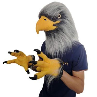 Imagem de Máscara de cosplay 3D Eagle Head com luvas Claw, resina, tamanho adulto