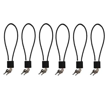 Imagem de TaShow Fechaduras de arma, 6 peças de cabo de bloqueio de arma de aço resistente com corpo coberto e ajuste universal, travas de cabo com chaves e proteção não autorizada para a maioria das pistolas