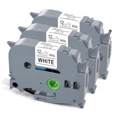 Imagem de Label Orison TZe-231 TZ-231 compatível com fita adesiva Brother P-Touch Tz de 12 mm 0,47 refis brancos laminados para etiquetadora PT-H110 PT-D210 PT-D400, preto sobre branco, 12 mm x 8 m, pacote com