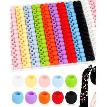Imagem de 300 peças de contas de silicone FIVEIZERO para cabelo, 8 * contas de borracha macia de 10 mm para trança de cabelo, conta de pônei Kandi para pulseiras DIY, chaveiros e artesanato DIY