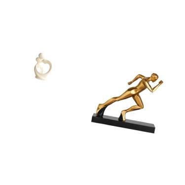 Imagem de Fenteer Estatueta Artística Abstrata de Casal Corredor, Escultura em Resina, Estátua para Mesa, Armário, Entrada, Mesa, Decoração para Casa, Presente de Anive