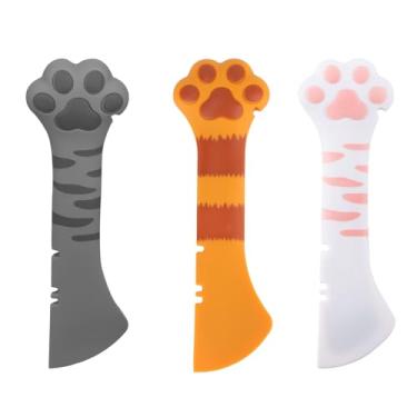Imagem de 3pcs Colher para Comida de Cão e Gato, Abre Latas Multifuncional Comida Húmida Espátula Animais de Estimação Colher Misturar Artigos para Cães Gatos (Laranja, Branco & Cinza Escuro)