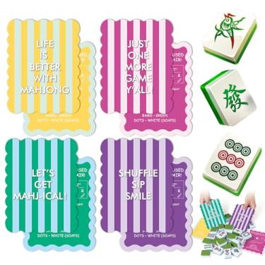 Imagem de OBUSATT 4 Pcs Mahjong Shuffler Cards Scalloped Shuffler Cards for Mixing & Shuffling Tiles PVC Mahjong Accessories Gifts for Mah-jongg Beginner Lover Home Games Party Supplies Waterproof Rules Printed