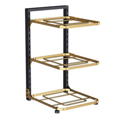 Imagem de Rack organizador de panelas e frigideiras ajustáveis para cozinha, suporte de panelas de chão, organizador resistente para panelas de ferro fundido (uma cor - 3 camadas