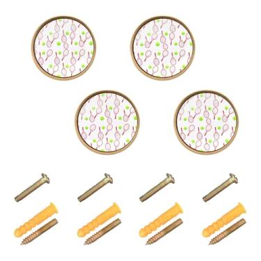 Imagem de Burbuja Bolas de tênis puxadores de armário de cozinha, pacote com 4, puxadores redondos de 3,5 cm, puxadores de cômoda com parafusos para armários de cozinha, quarto, armário