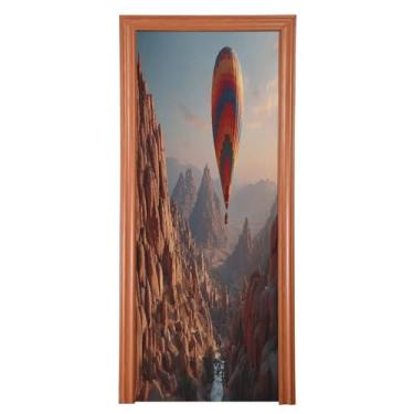 Imagem de CEBUGI Balão de ar quente de 81 x 200 cm para porta frontal, faixa removível e lavável para decoração de casa