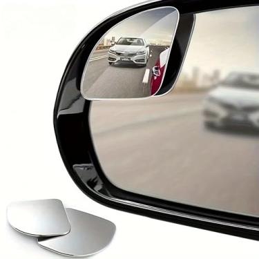 Imagem de 2 peças de espelhos de ponto cego, lente convexa de vidro de alta definição, visão traseira, grande angular, espelho auxiliar ajustável de 360° para SUV, caminhão, pickup - posicionamento do lado