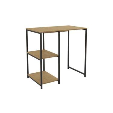 Imagem de Bar de Sala Jantar Industrial LI044 c/ 2 Prateleiras Freijo/Preto - Ka