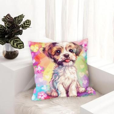 Imagem de Conjunto de 1 capa de almofada decorativa para cães, capa de almofada quadrada para sofá de dia dos namorados, capas de almofada de casa de fazenda ao ar livre para sofá, sala de estar, quarto