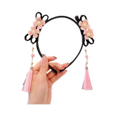 Imagem de Tiara De Cabelo Com Franjas Trançadas E Flores Para Meninas, Acessório