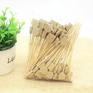 Imagem de 100 Pacotes de Palitos para Coquetéis Frutas Bambu Premium com Padrões Bonitos Aperitivos Bebidas Fornecimentos Casamento Aniversário Festa na Praia