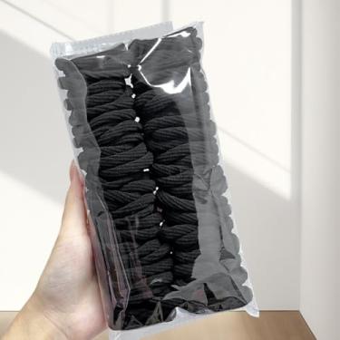 Imagem de Pacote com 50 elásticos de cabelo sem costura, suportes de rabo de cavalo de tecido felpudo de alta elasticidade para mulheres e meninas, laços de cabelo sem danos para cabelos grossos, treino, uso