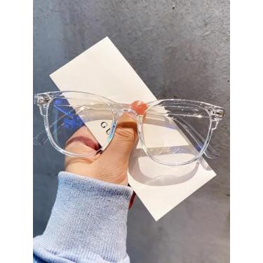 Imagem de Óculos com bloqueio de luz azul para mulheres, armação quadrada grande, antifadiga ocular, óculos de computador para trabalho de escritório e deslocamento (branco)