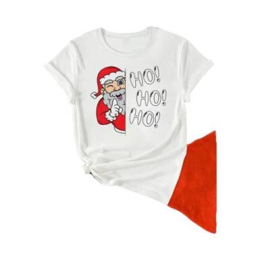 Imagem de Camiseta Feminina plus Size Com Estampa De Papai Noel Para O Natal, Mo