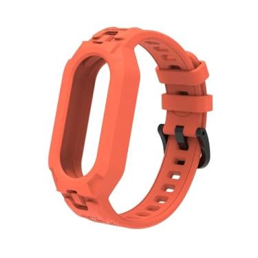 Imagem de TIOYW Pulseira de silicone TPU macio para Xiaomi MiBand 8, pulseira para MiBand 8 NFC, borracha Correa, kit de acessórios de substituição (laranja)