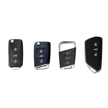 Imagem de Capa de couro para chave remota de carro, capa completa, suporte protetor, fob, compatível com Skoda Superb A7 Kodiaq Octavia A8, acessórios para chaveiro(A-red keychain)