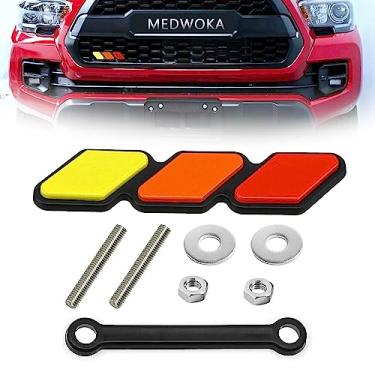 Imagem de Tri-Color Front Grille Badge Emblem, Truck Emblem Decals Car Accessories Fit for Toyota Tacoma 4Runner Tundra Sequoia Rav4 Highlander and Vehicles with Mesh Grille or Slotted Grille, Red