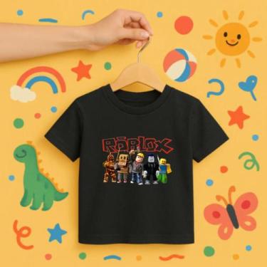Imagem de Camiseta Infantil Estampada Roblox Tecido premium - Hard Seven, Preto,