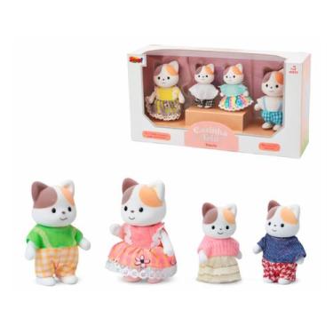 Imagem de Casinha Feliz Família Gato Tipo Sylvanian Family Brinquedo Infantil Co