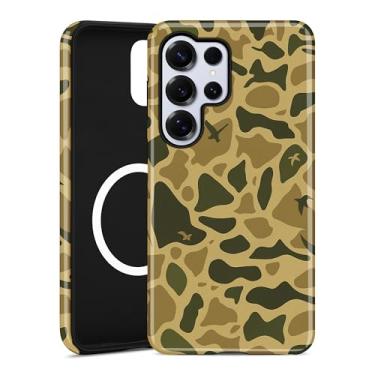 Imagem de Aitipy Capa de telefone camuflada magnética para Samsung Galaxy S25 Ultra, compatível com MagSafe, linda camuflagem verde legal estética TPU macio e policarbonato rígido à prova de choque capa