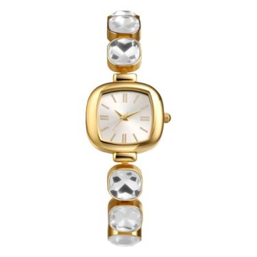 Imagem de OIDEA Relógios femininos com pulseira de ouro: relógios de pulso analógicos de quartzo de imitação de diamante de imitação de luxo para mulheres elegante vestido de festa relógio feminino pulseira