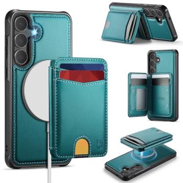 Imagem de Usroom Capa carteira para Samsung Galaxy S25 compatível com Magsafe, suporte magnético 2 em 1 com bloqueio de RFID, suporte destacável, à prova de choque, capa para celular para Galaxy S25 6,2