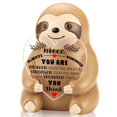 Imagem de PQUCXZ Funny Sloth Figurine Gift for Niece Always Remember You are Braver, Sentimental Present from Auntie Aunt Uncle, Inspirational for Kids Adult, Christmas Holiday Graduation Home Office KSS17