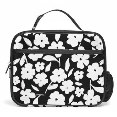 Imagem de Lancheira grande, lancheira reutilizável isolada com suporte para garrafa de água, portátil, impermeável, à prova de vazamento, lancheira fofa para piquenique escolar, viagem de volta às aulas (floral