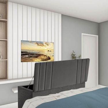 Imagem de Calçadeira Baú Recamier Estofada Cama De Casal 140cm Grécia Suede Cinza Escuro- Mabe Magazine