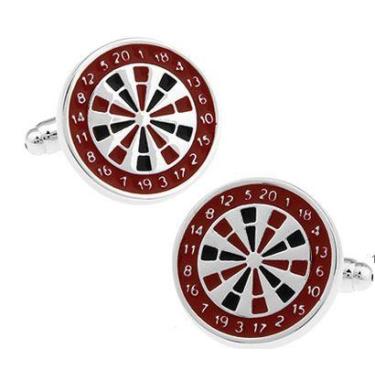 Imagem de Design de dardos de metal Cuff Links para homens em vermelho e preto -