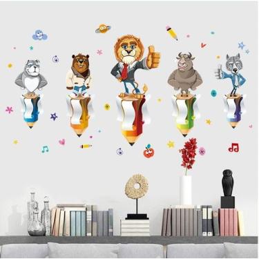 Imagem de Adesivos de parede Creative Cartoon Animal Pencil PVC 60x90cm - yiweis